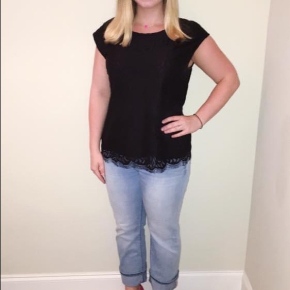 Vince Camuto Black Lace Top